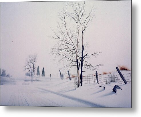 Snow Metal Print featuring the painting Drifting Snow by Conrad Mieschke