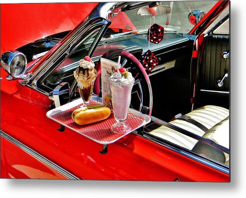 Drive-in Diner Metal Print featuring the photograph Drive-In Diner by Jean Goodwin Brooks
