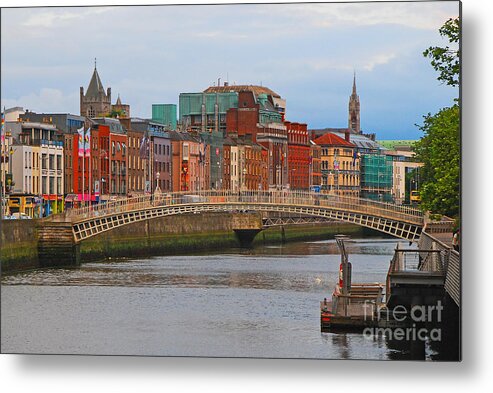 Cityscape Metal Print featuring the photograph Dublin On The River Liffey by Mary Carol Story