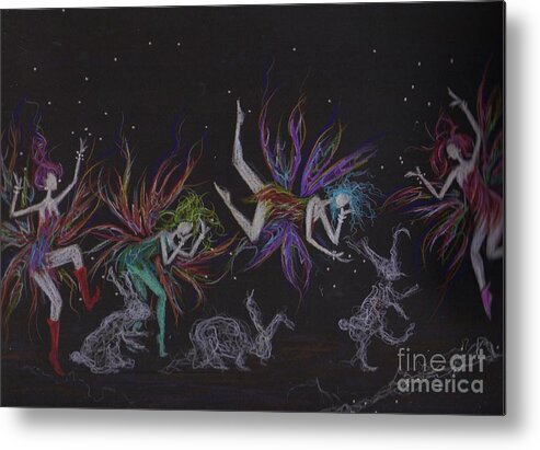 Fairy Metal Print featuring the drawing Dust Bunny Races by Dawn Fairies