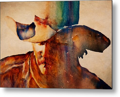 Cowboy Metal Print featuring the painting Dusty Cowboy by Jani Freimann