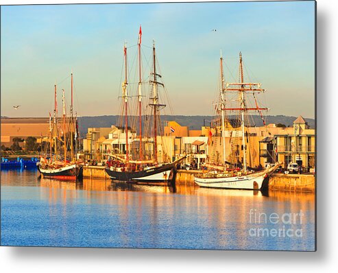 Dutch Tall Ships Docked Port Adelaide South Australia Metal Print featuring the photograph Dutch Tall Ships Docked by Bill Robinson