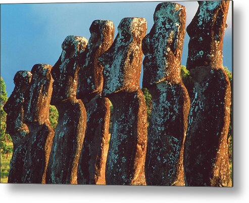 Easter Island Metal Print featuring the photograph Easter Island Statues by David Nunuk/science Photo Library