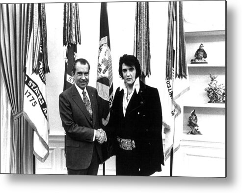 Elvis Metal Print featuring the photograph Elvis Presley and President Nixon by Retro Images Archive