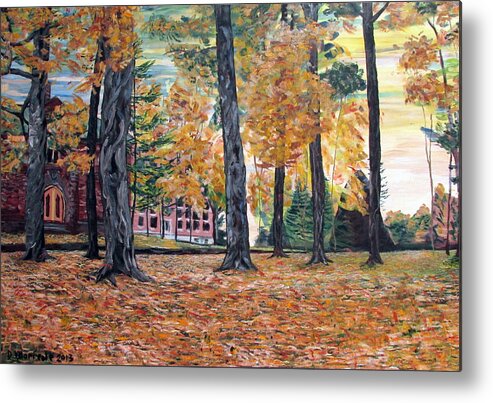 Landscape Metal Print featuring the painting Enchanted Forrest in the Fall by Denny Morreale