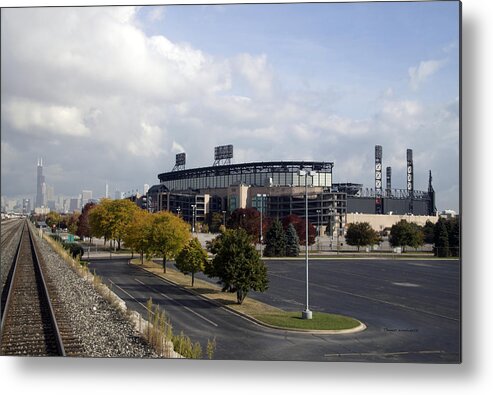 Metra Metal Print featuring the photograph Engineers View Southside Chicago White Sox US Cellular Field by Thomas Woolworth