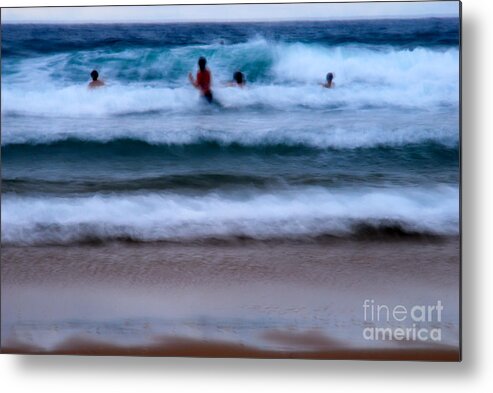 Men Metal Print featuring the photograph enjoy the ocean I by Hannes Cmarits