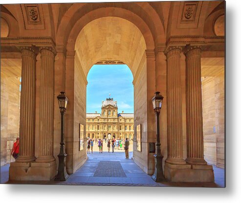 Arch Metal Print featuring the photograph Entrance To Royal Palace - Louvre by Pawel Libera