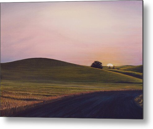 Wheat Metal Print featuring the painting Evening near Viola by Leonard Heid