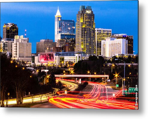 North Carolina Metal Print featuring the photograph Evening Rush hour in Raleigh, NC by (c) Swapan Jha