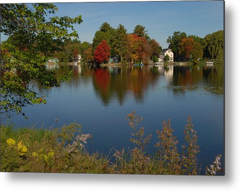 Foliage/lakes Metal Print featuring the photograph Fall Reflection by Caroline Stella