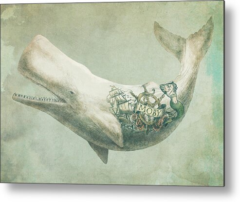 Whale Metal Print featuring the drawing Far and Wide by Eric Fan