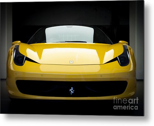 Yellow Metal Print featuring the photograph Ferrari 458 by Matt Malloy