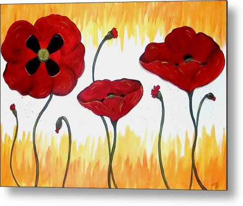 Poppy Metal Print featuring the painting Field of Fire by Cindy Micklos