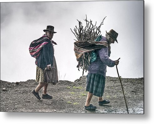 Peru Metal Print featuring the photograph Firewood Gatherers by Tina Manley
