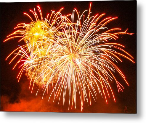 4th Of July Fireworks Metal Print featuring the photograph Fireworks Flower by Robert Hebert