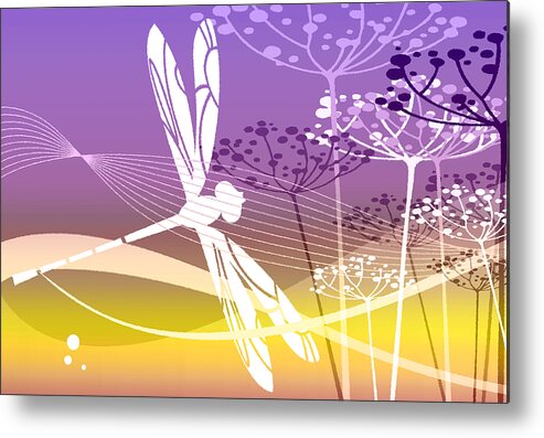Dragonfly Metal Print featuring the digital art Flight Pattern 2 by Angelina Tamez