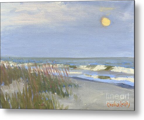 Dune Metal Print featuring the painting Folly Field Moonrise by Candace Lovely