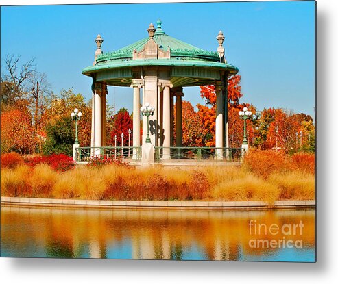 Landscape Metal Print featuring the photograph Forest Park Gazebo by Peggy Franz