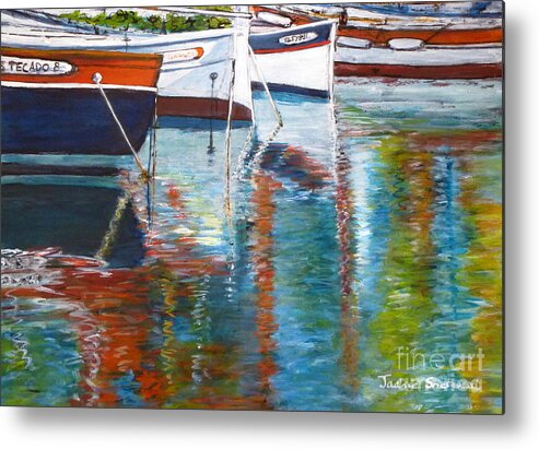 France Metal Print featuring the painting French Reflections - Sanary sur Mer France by Jackie Sherwood