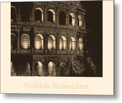 German Metal Print featuring the photograph Frohliche Weihnachten with Colosseum by Prints of Italy