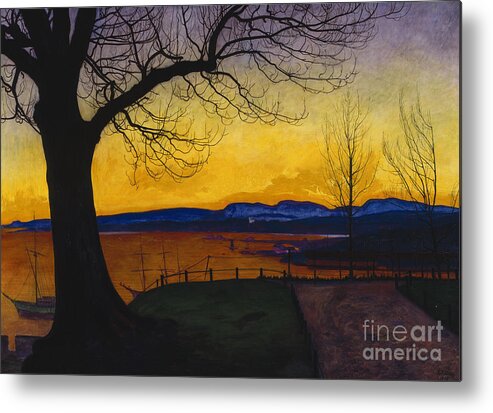 Harald Sohlberg Metal Print featuring the painting From Akershus by Harald Sohlberg