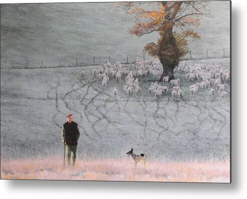 Landscape Metal Print featuring the painting Frosty Morning by Harry Robertson