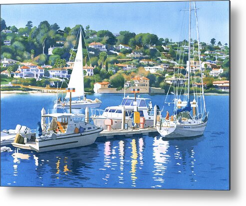 Point Loma Metal Print featuring the painting Fuel Dock Shelter Island San Diego by Mary Helmreich