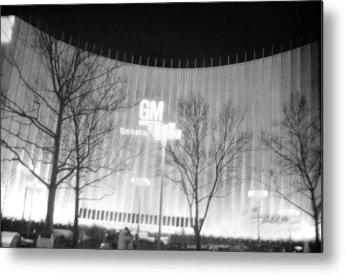 Buildings Metal Print featuring the photograph G M Light Show Take One by John Schneider