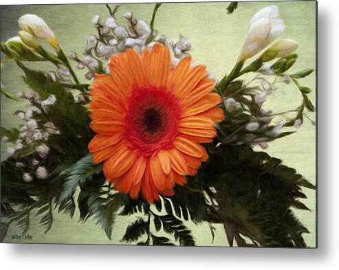 Arrangement Metal Print featuring the painting Gerbera Daisy by Jeffrey Kolker