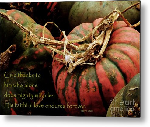 Thanksgiving Metal Print featuring the photograph Give Thanks Psalm 136 4 by Robert ONeil