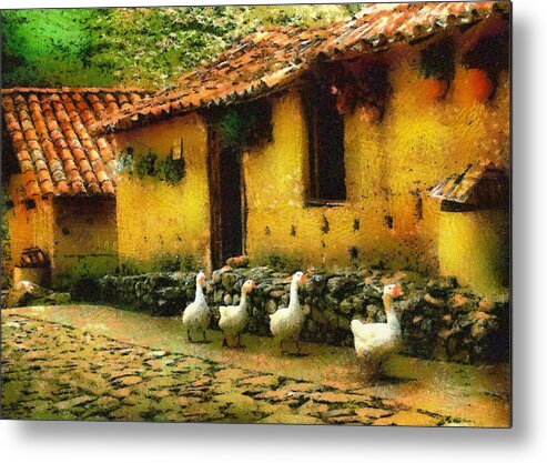 Geese Metal Print featuring the photograph Goosey Goosey Gander by Charmaine Zoe