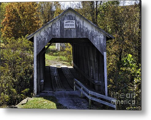 Architecture Metal Print featuring the photograph Grange City Covered Bridge by Mary Carol Story