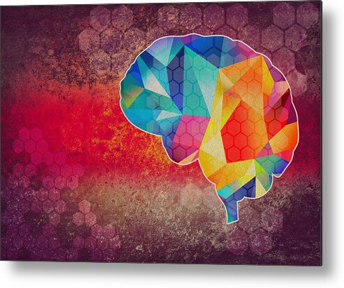 Expertise Metal Print featuring the photograph Graphic brain illustration by Sean Gladwell