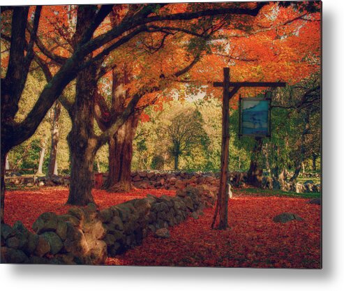 Hartwell Tavern Metal Print featuring the photograph Hartwell tavern under orange fall foliage by Jeff Folger