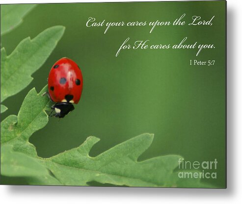 Christian Metal Print featuring the photograph He cares about you by Olga Hamilton