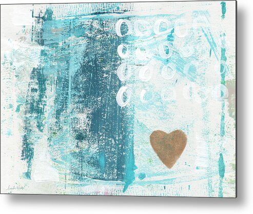 Abstract Art Metal Print featuring the painting Heart in the Sand- abstract art by Linda Woods