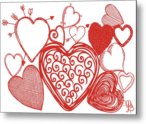 Heart Metal Print featuring the digital art Hearts Collage by Mindy Bench
