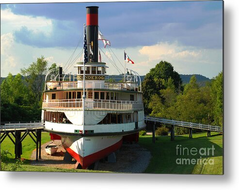 Ticonderoga Shelburne Museum Steamer Steamboat Dry Dock Metal Print featuring the photograph High n Dry by Richard Gibb