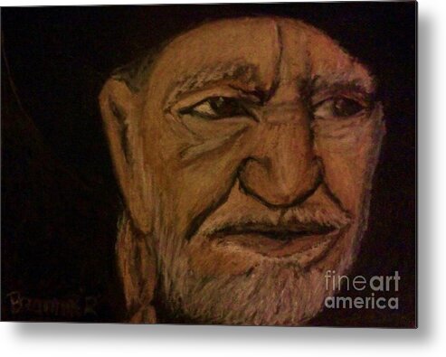 Willie Nelson Metal Print featuring the pastel Highwayman by Christy Saunders Church