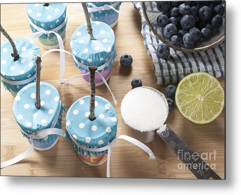Baking Metal Print featuring the photograph Homemade Blueberry Popsicles by Juli Scalzi