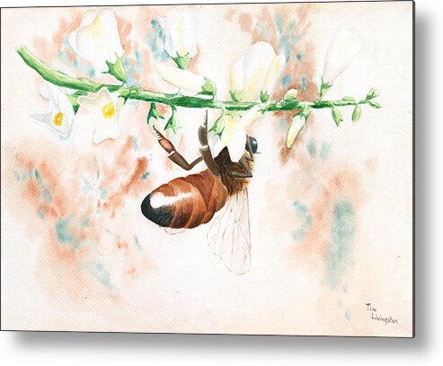 Bee Metal Print featuring the painting Honey Bee by Timothy Livingston