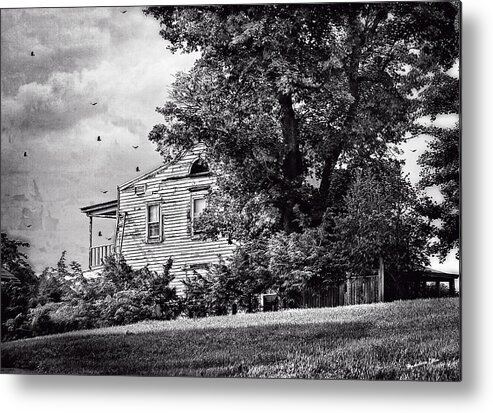 House Metal Print featuring the photograph House On The Hill in bw by Madeline Ellis