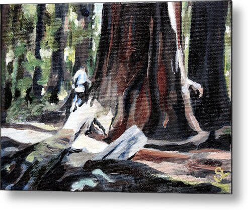 Redwood Metal Print featuring the painting Humboldt Redwoods by Sarah Lynch