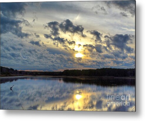 Sunset Reflection At Huntington Beach State Park In Murrells Inlet Metal Print featuring the photograph Huntington Sunset Reflection by Kathy Baccari