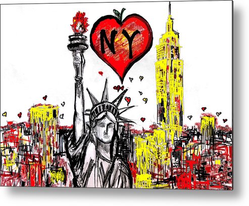 Cities Metal Print featuring the digital art I love NY by Sladjana Lazarevic