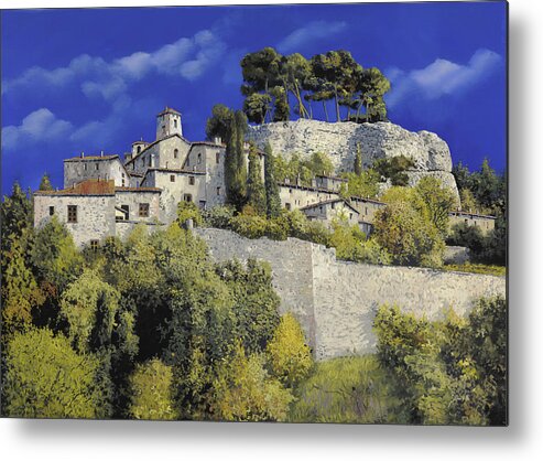 Blue Village Metal Print featuring the painting Il Villaggio In Blu by Guido Borelli