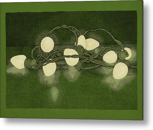 Lights Holiday Christmas Green Metal Print featuring the drawing Illumination Variation #1 by Meg Shearer
