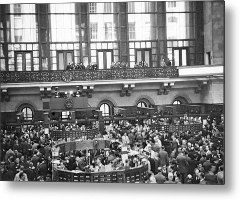 1936 Metal Print featuring the photograph Interior of NY Stock Exchange by Underwood Archives