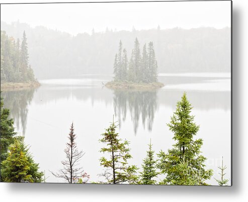 Island Metal Print featuring the photograph Island in the fog by Les Palenik